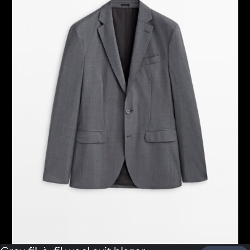 GREY FIL-À-FIL WOOL SUIT BLAZER